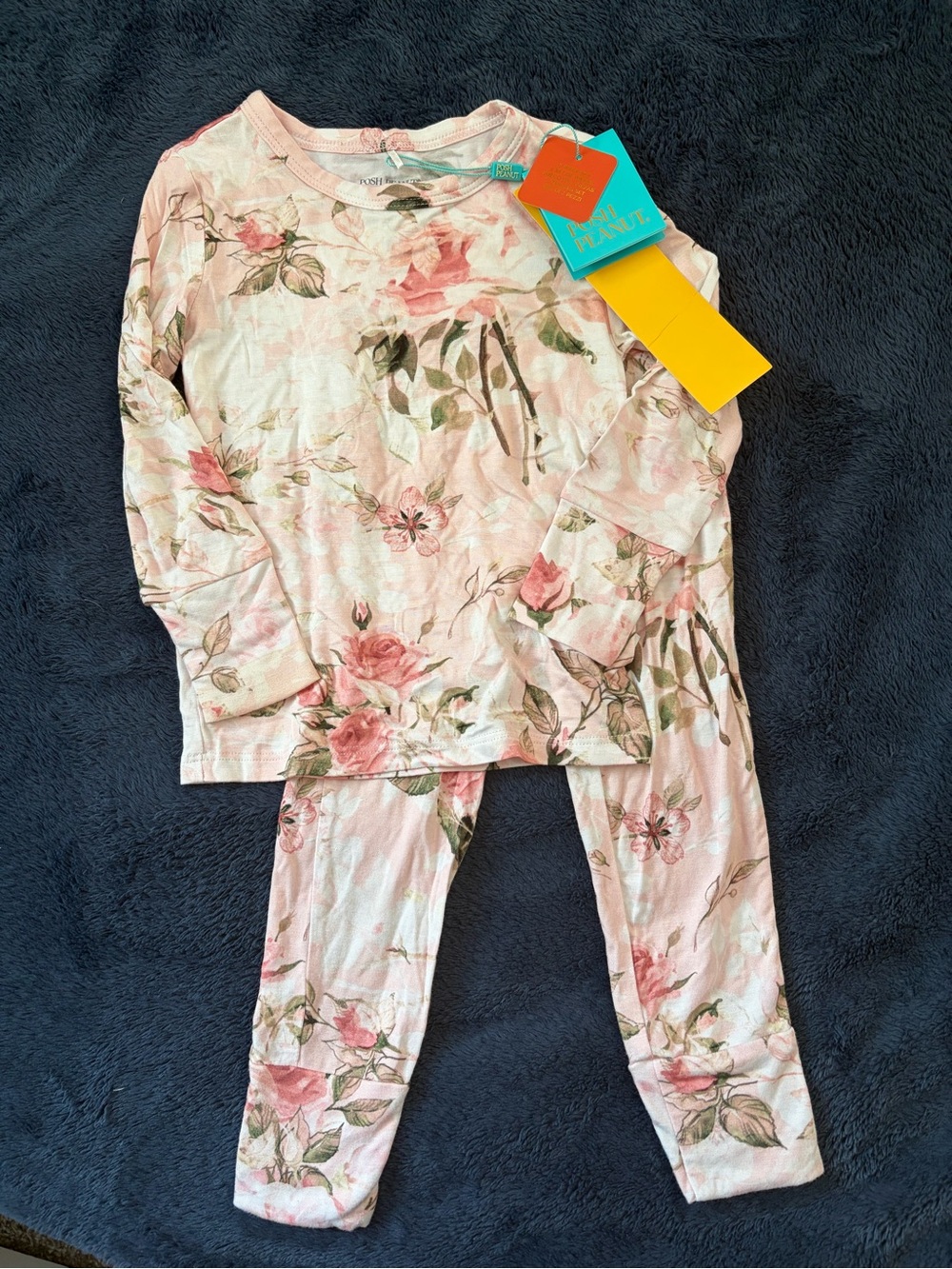 Posh Peanut Pink Floral Long Sleeve Kids Pajama Set